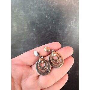 Vintage Silver Tone Metal Dangling Clip-On Earrings